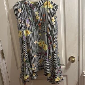 Calvin Klein Striped & Floral Midi Skirt